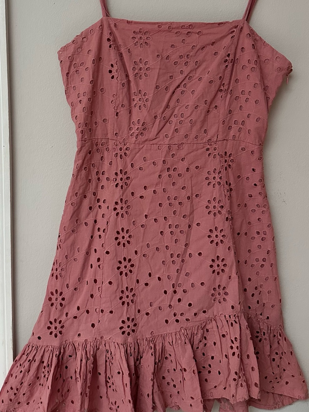 Girls' Dusty Rose Eyelet Sundress with Ruffle